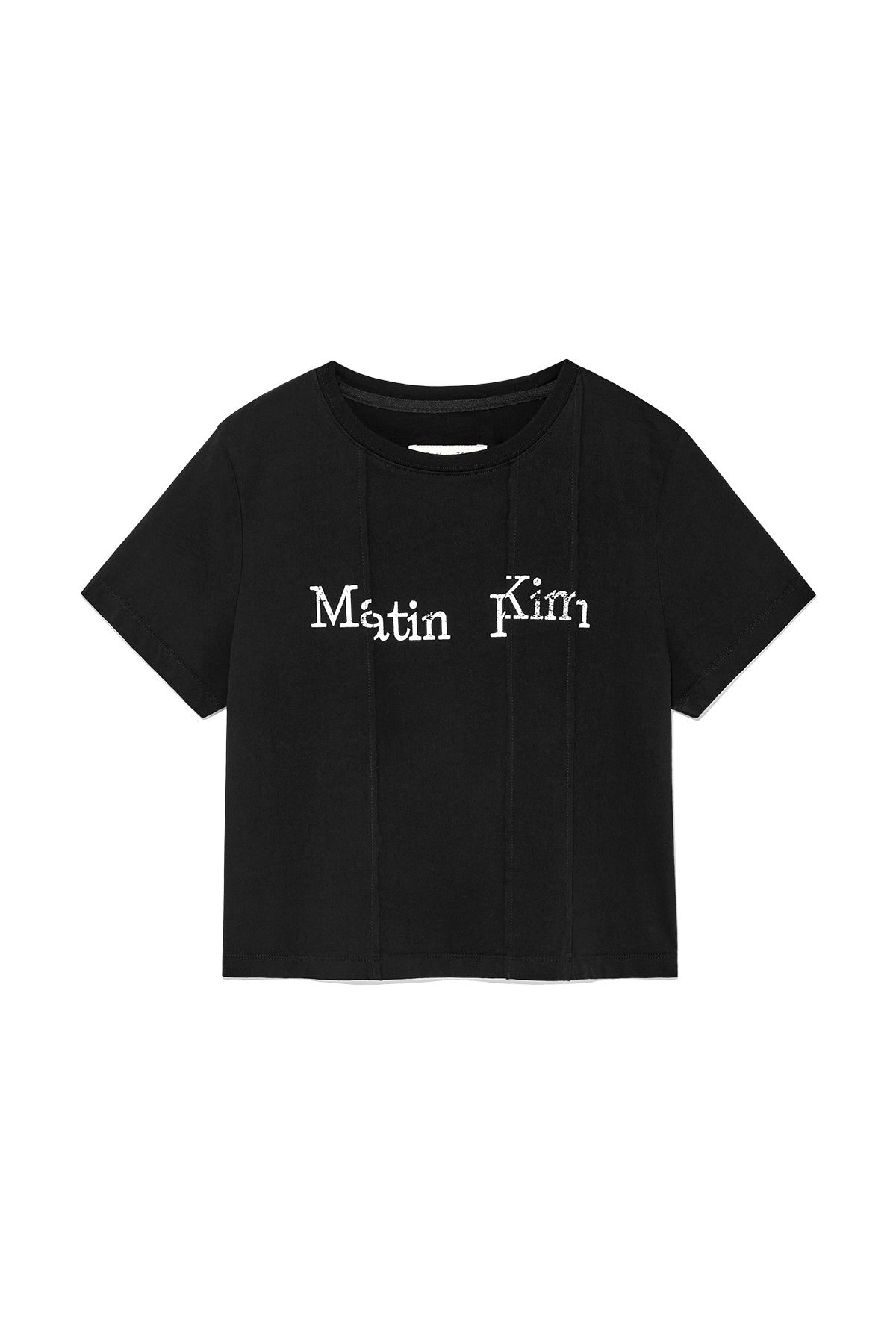 Matin Kim UNBALANCE TYPO LOGO CROP TOP IN BLACK