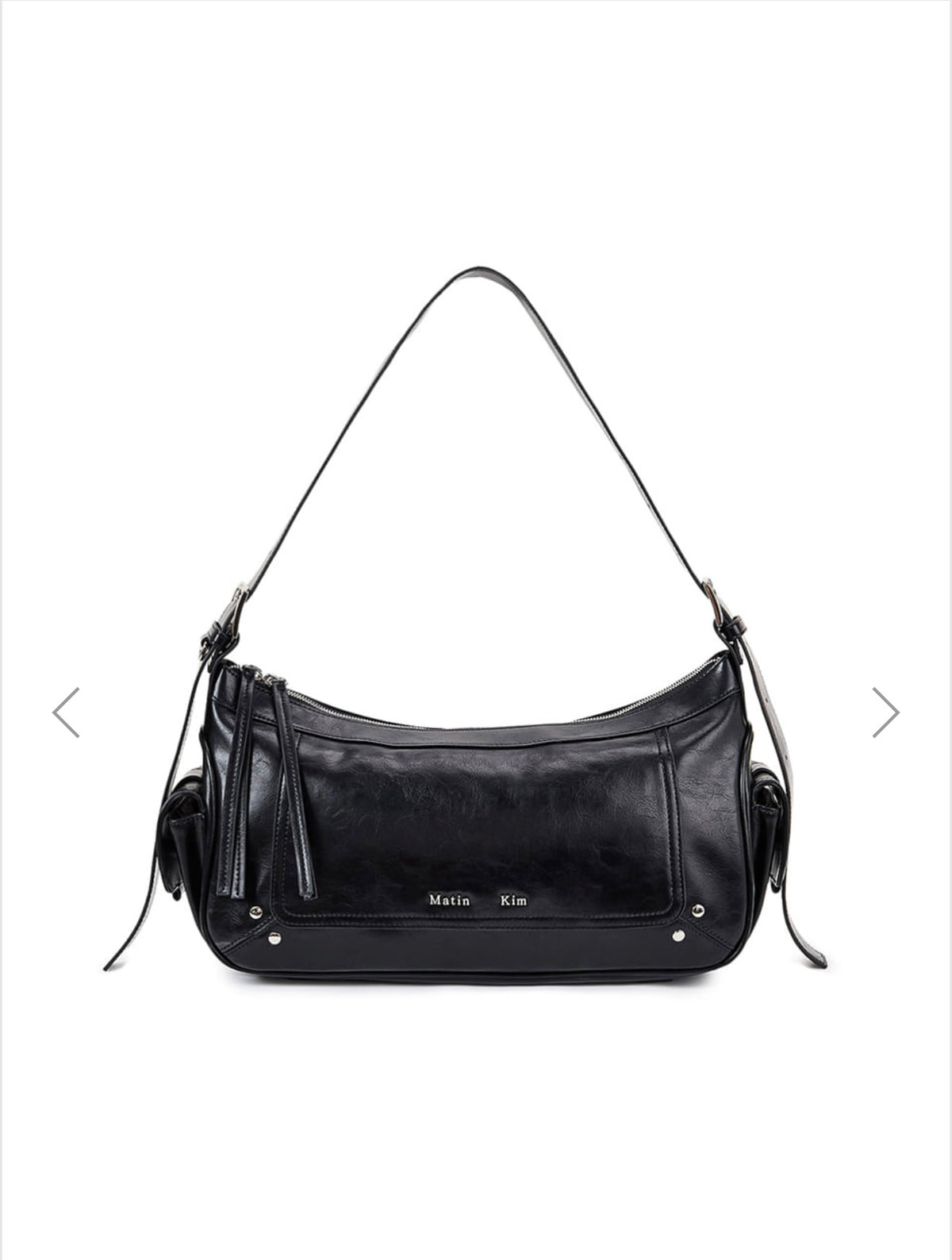 MATIN KIM RIVET POINT QUAD SHOULDER BAG IN BLACK