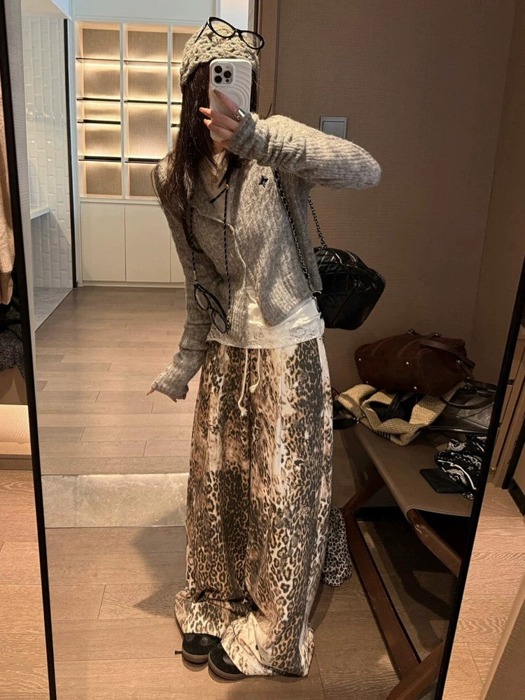豹柄　NOREMID LEOPARD PANTS M Generic Women's Fashion Leopard Jeans High Waisted Vintage
