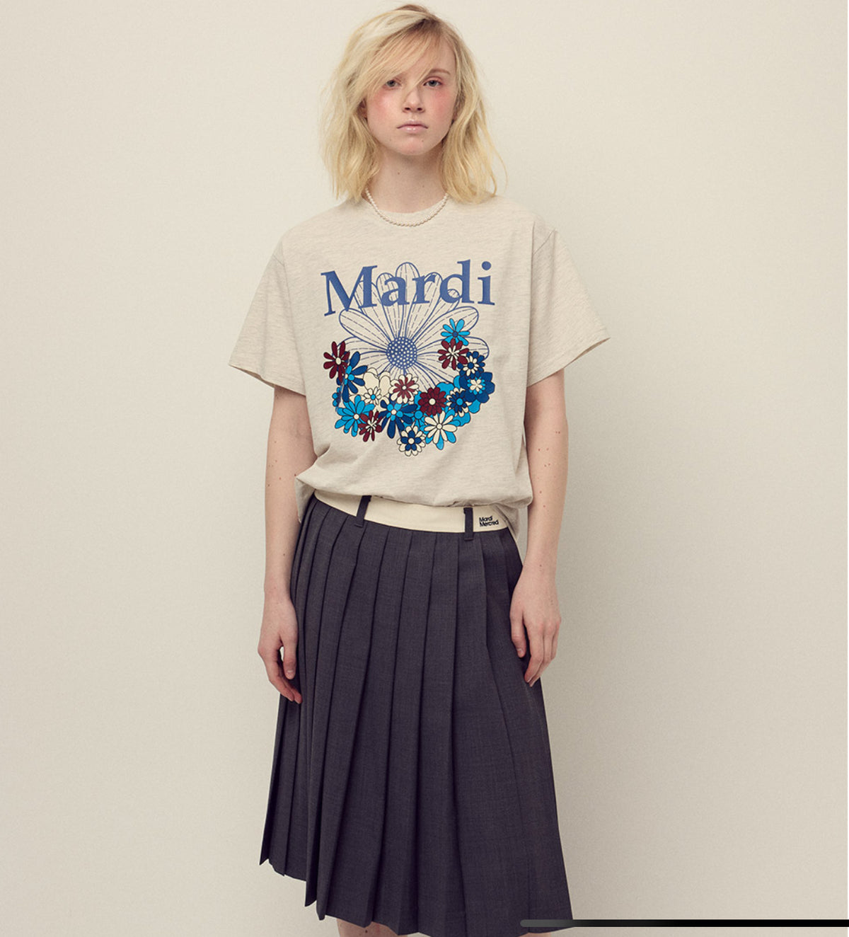 MARDI TSHIRT FLOWERMARDI JARDIN_OATMEAL BLUE