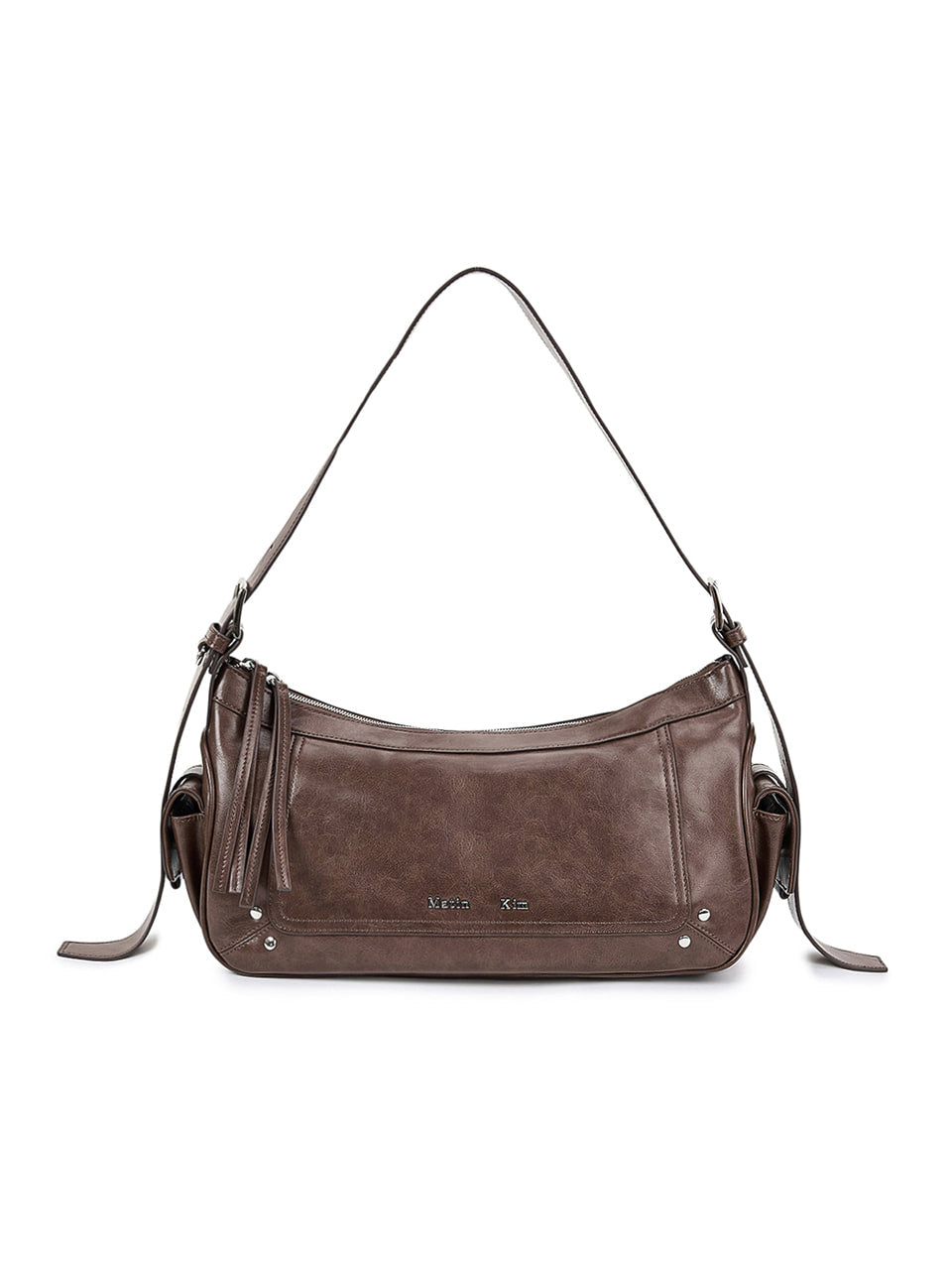 MATIN KIM RIVET POINT QUAD SHOULDER BAG IN BROWN