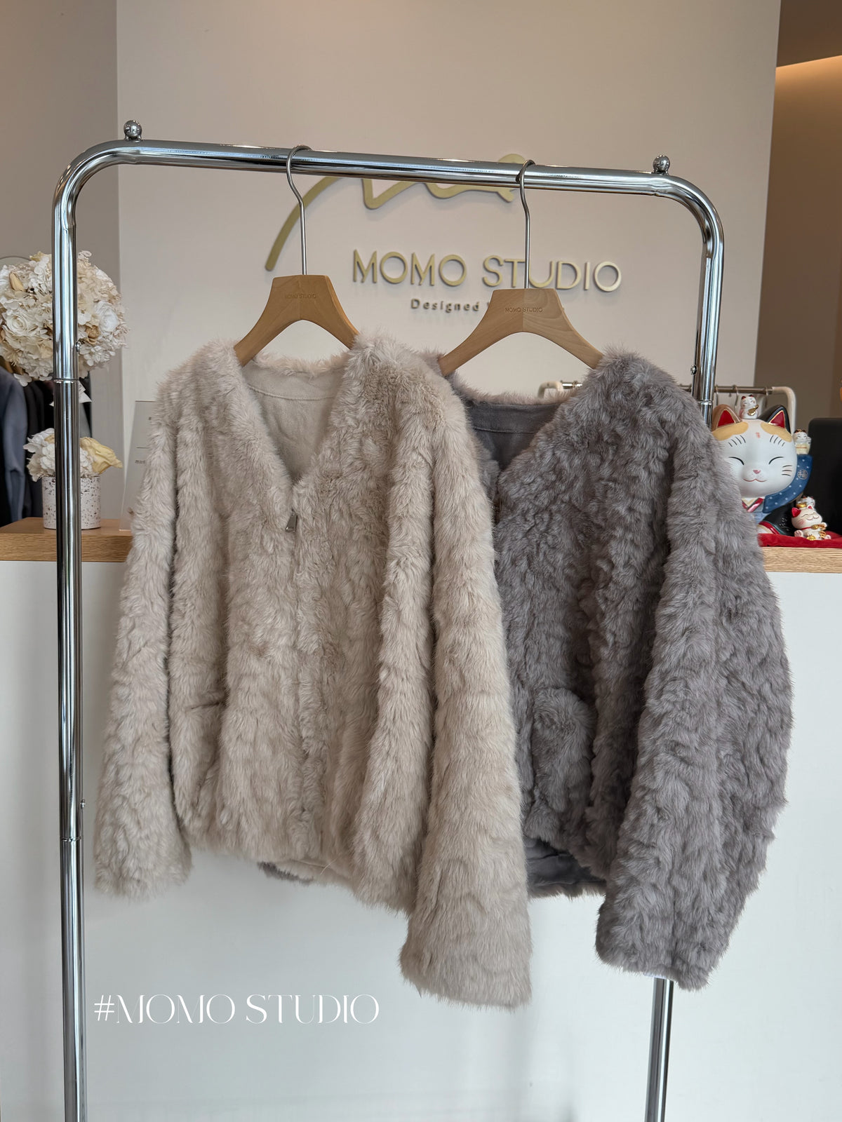 Curly Eco-Fur zip jacket