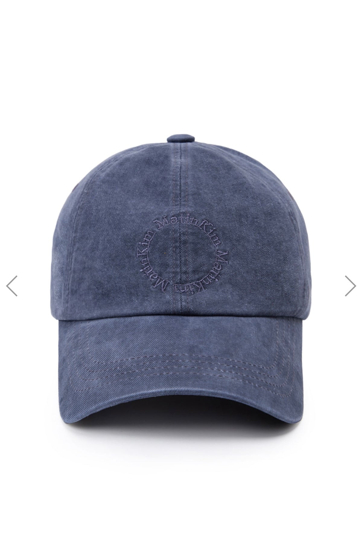 MATIN KIM WASHED CIRCLE LOGO BALL CAP IN NAVY
