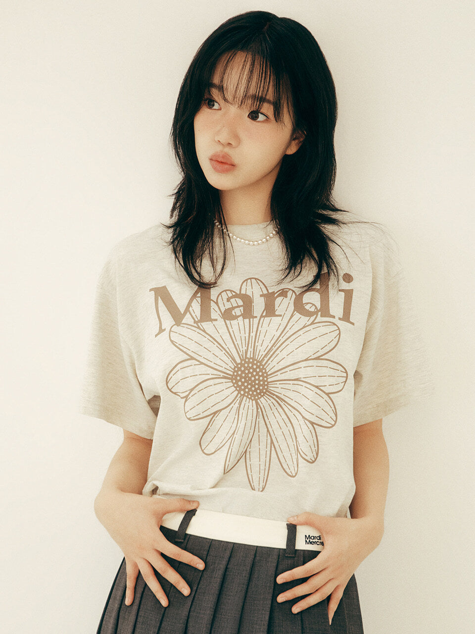 MARDI TSHIRT FLOWERMARDI_ OATMEAL TAUPE