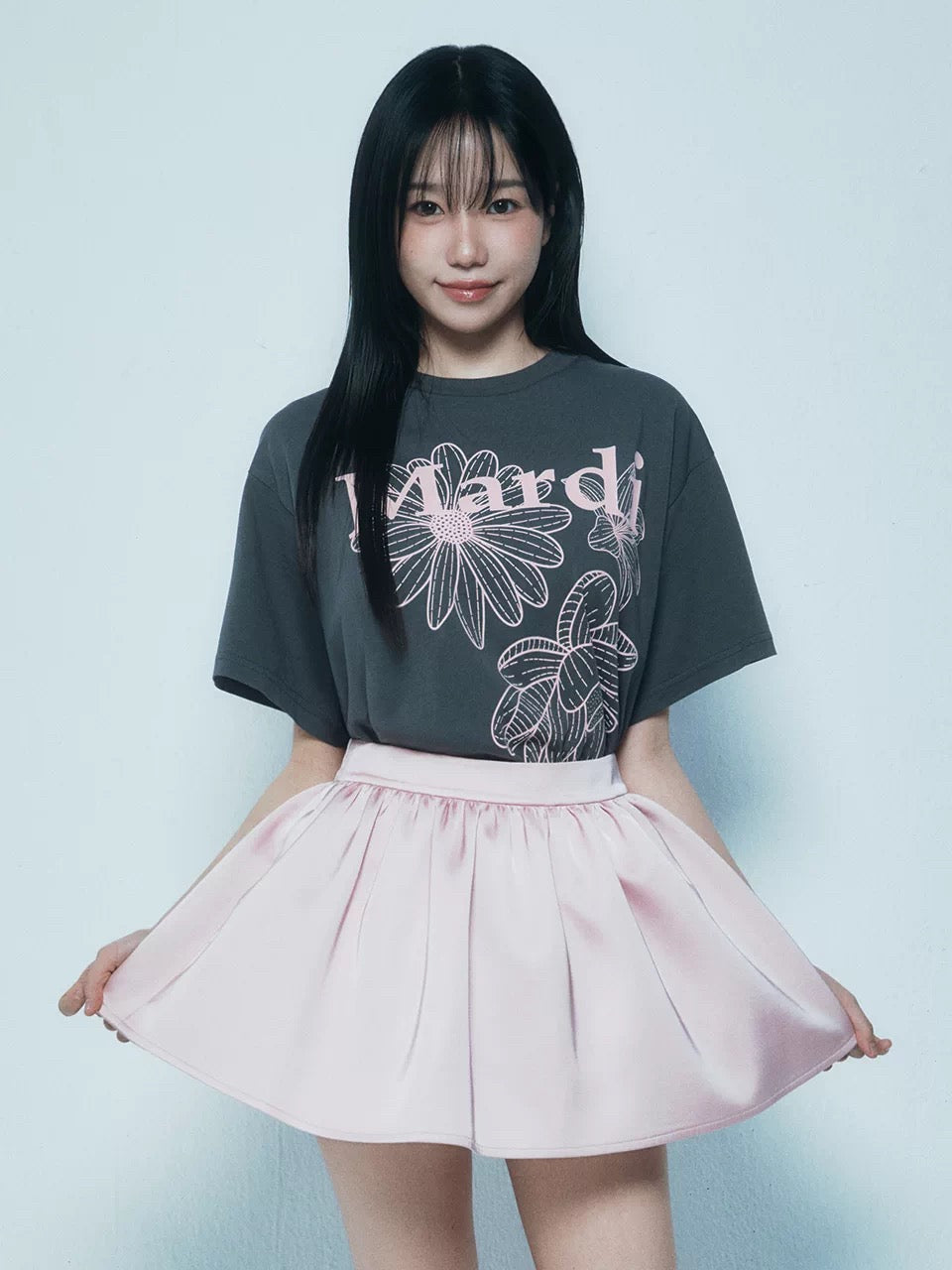 MARDI TRIPLE FLOWER_ CHARCOAL PALEPINK