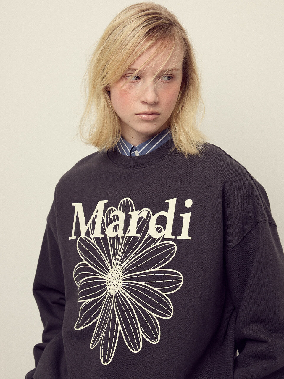 MARDI SWEATSHIRT FLOWERMARDI_CHARCOAL IVORY