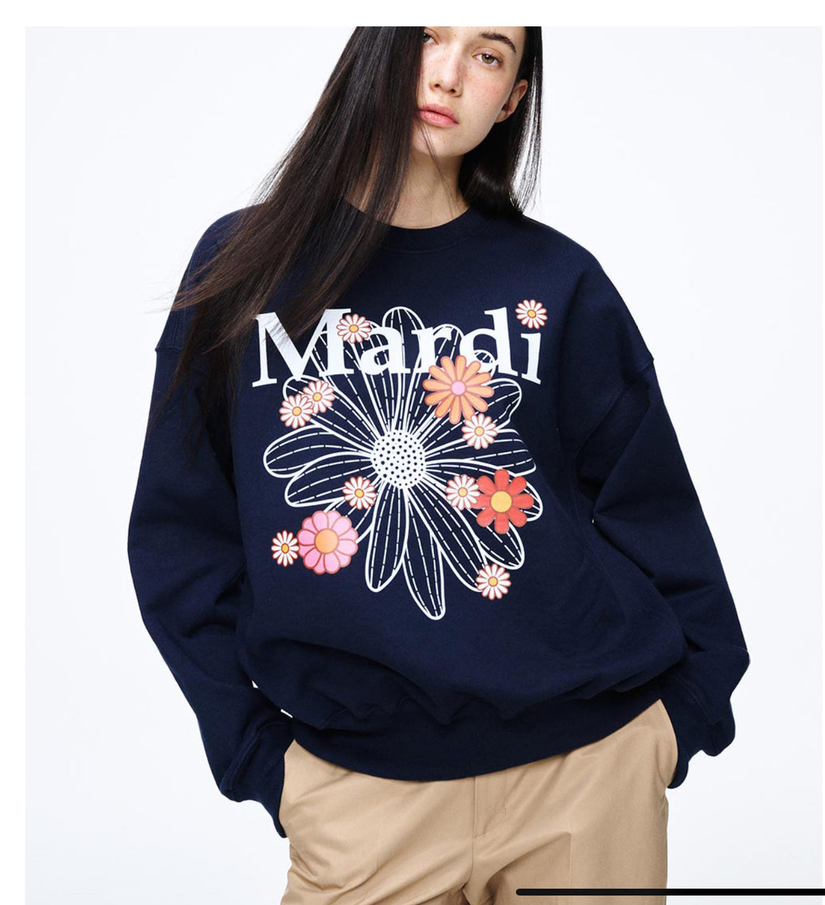 MARDI SWEATSHIRT FLOWERMARDI BLOSSOM_NAVY WHITE