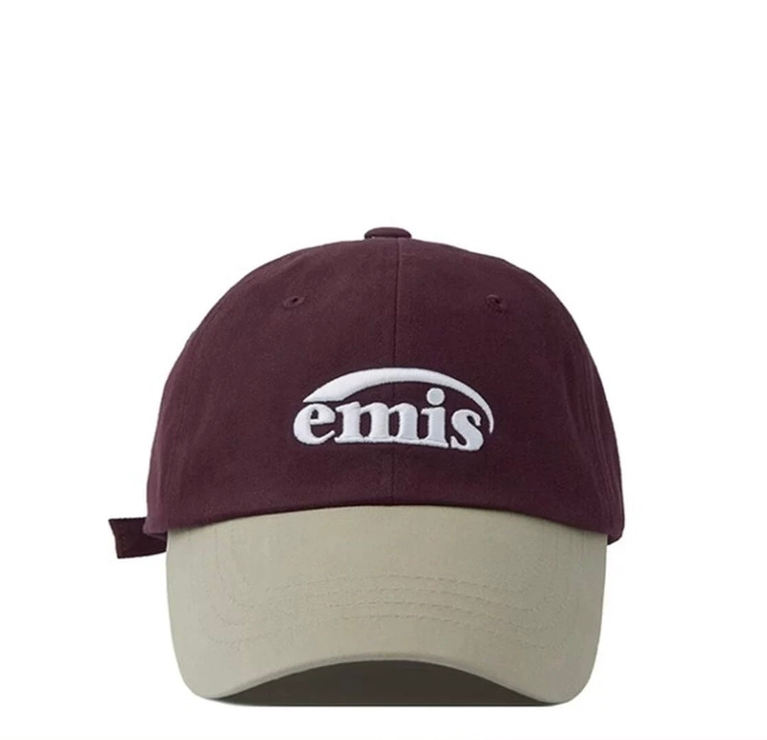 Emis NEW LOGO MIX BALL CAP-BEIGE/burgundy