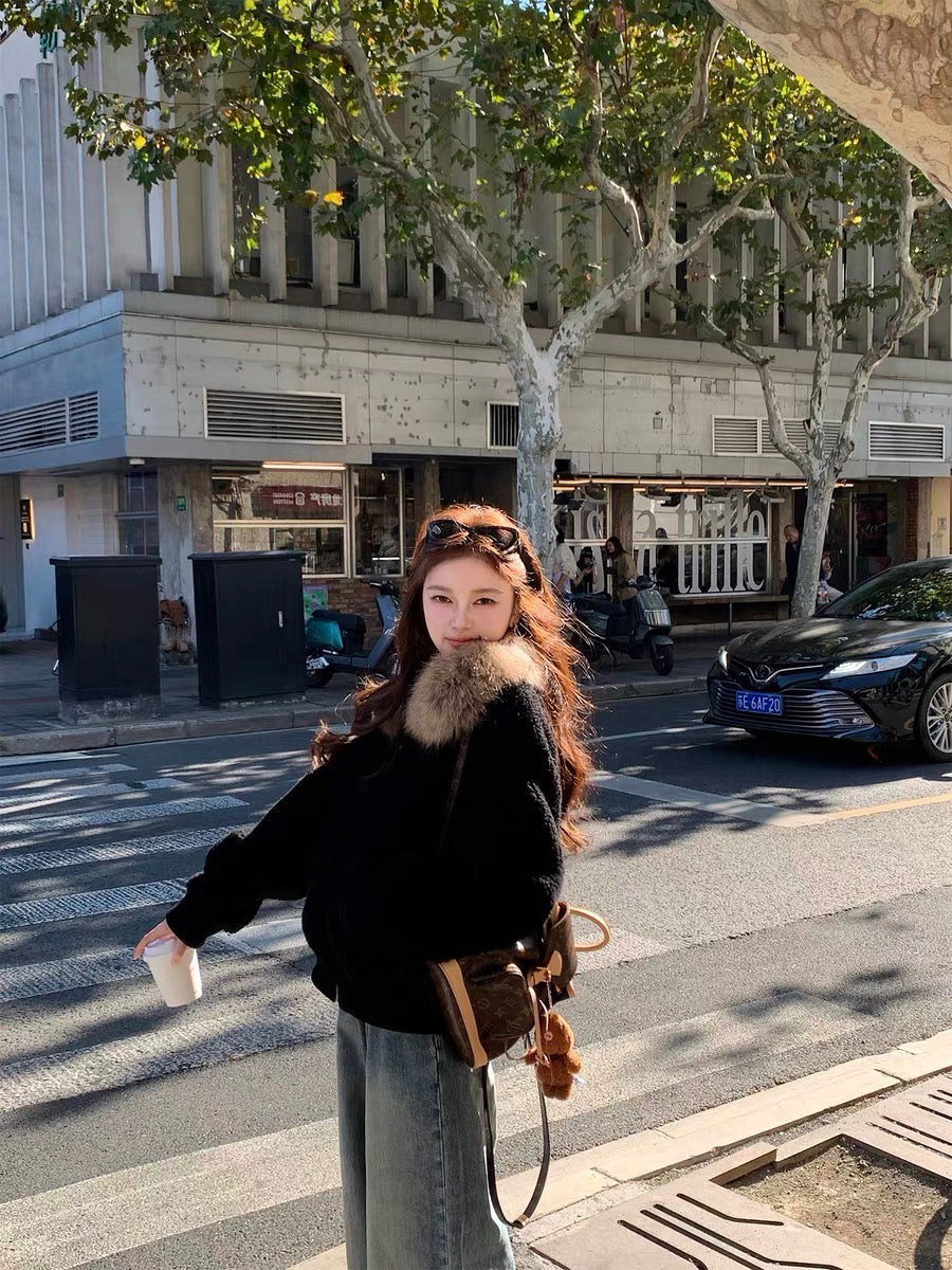 Wool with Fox Fur Collar Jacket