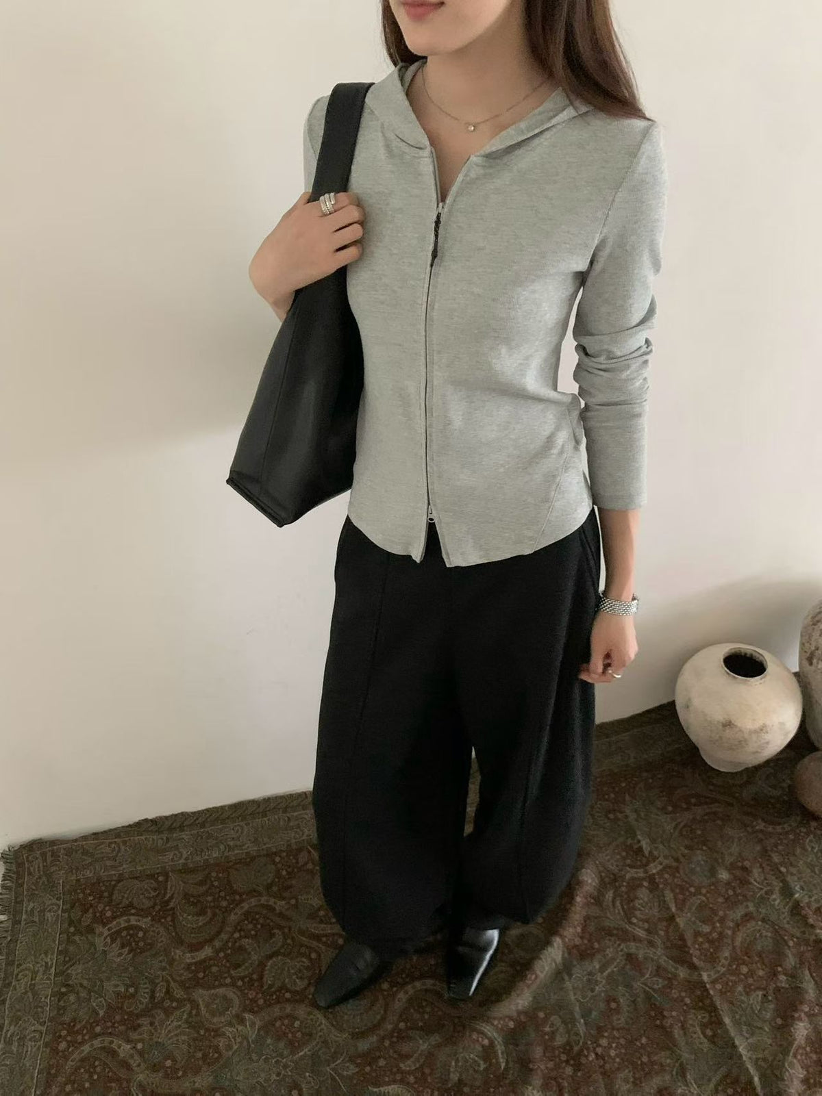 Slim fit zipper cardigan