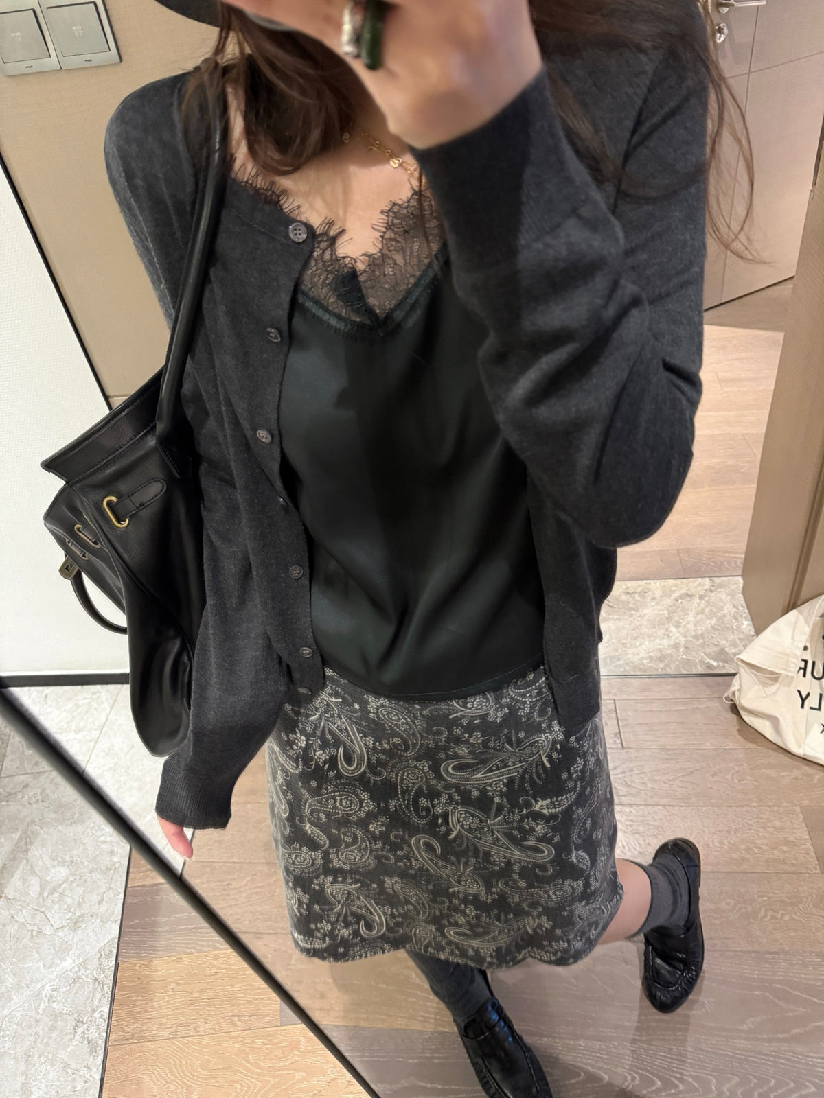 Lace tank fake 2-piec cardigan