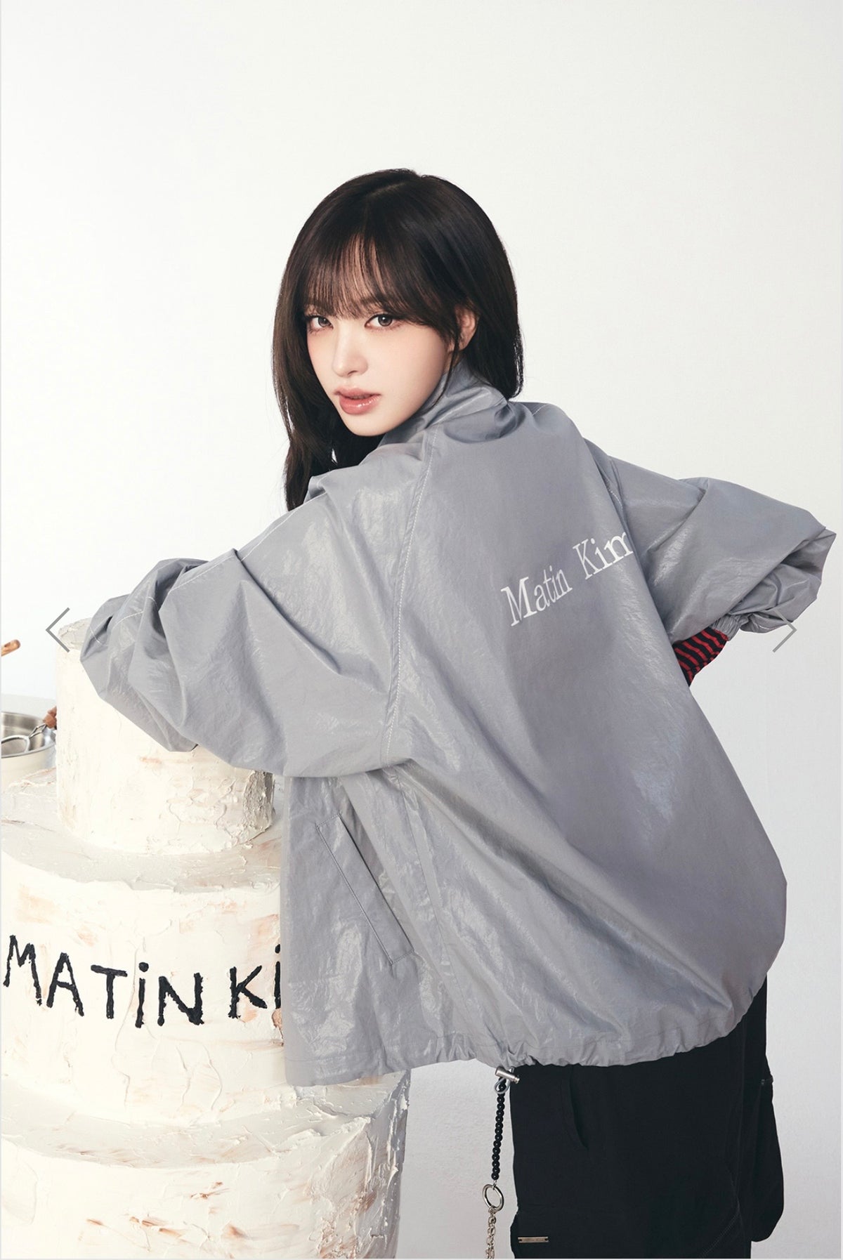 MATIN KIM LOGO COATING JUMPER IN DARK GREY