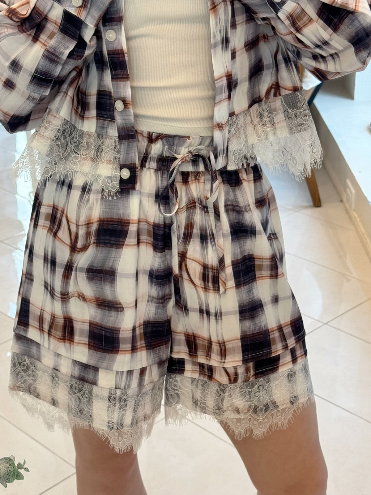 Lace trimmed shorts