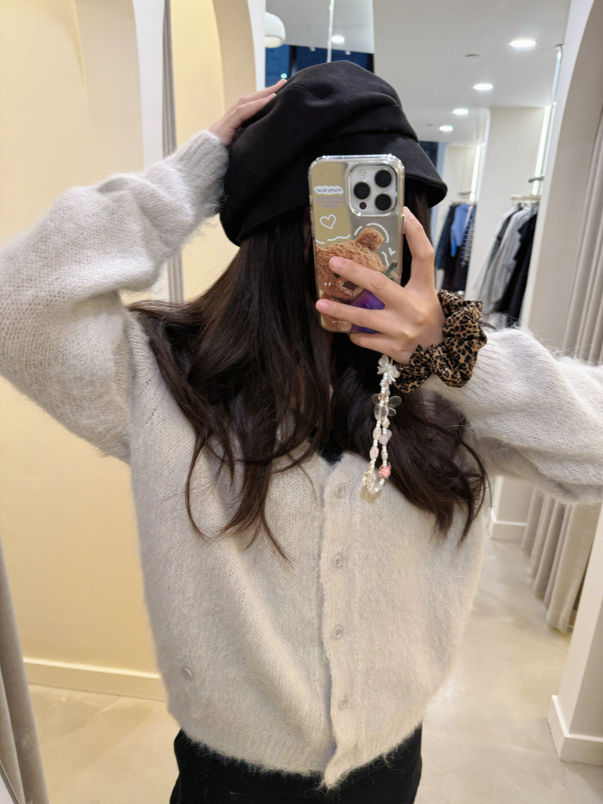 Mohair lazy knitted cardigan