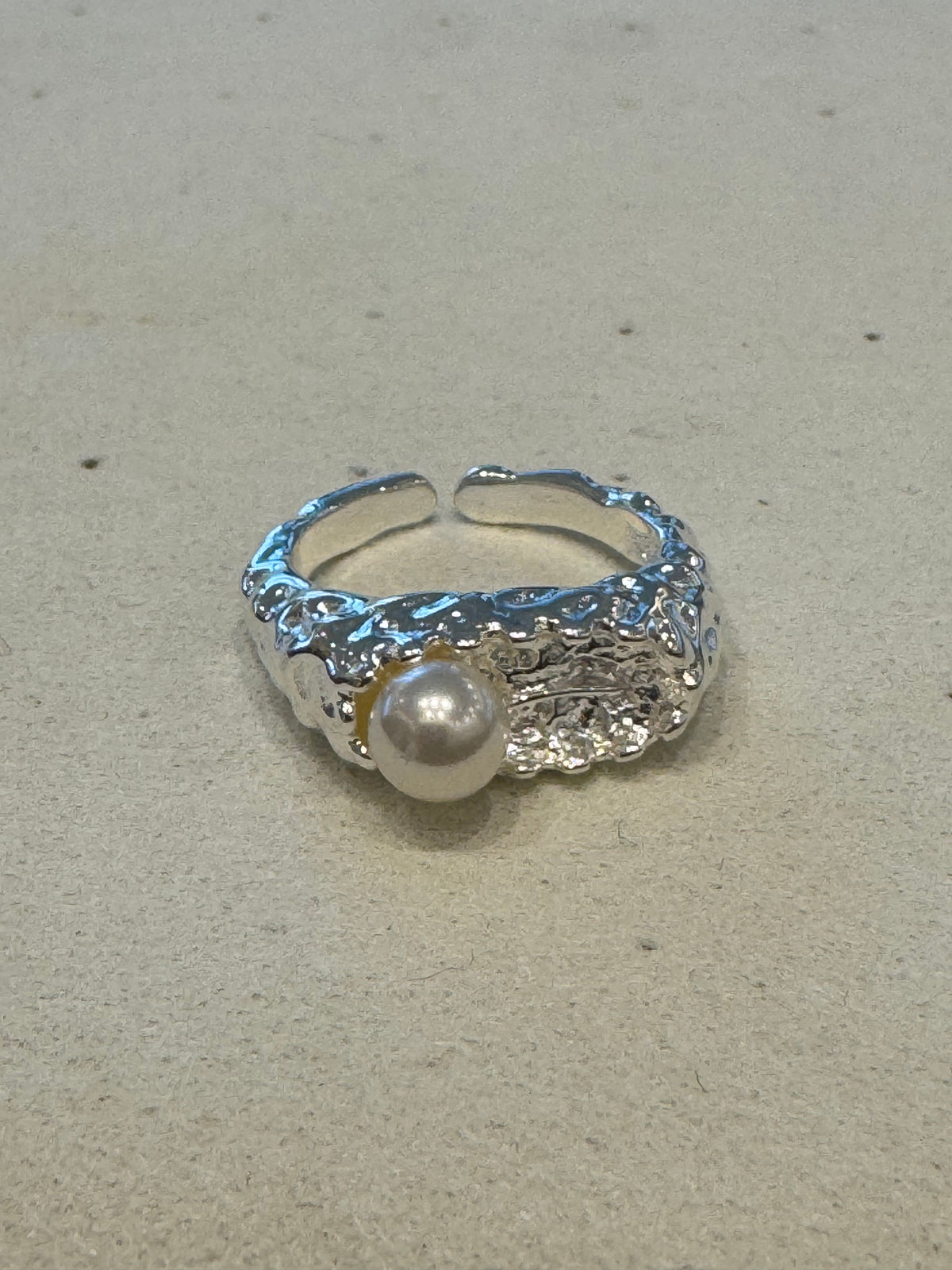 Pure silver pearl ring