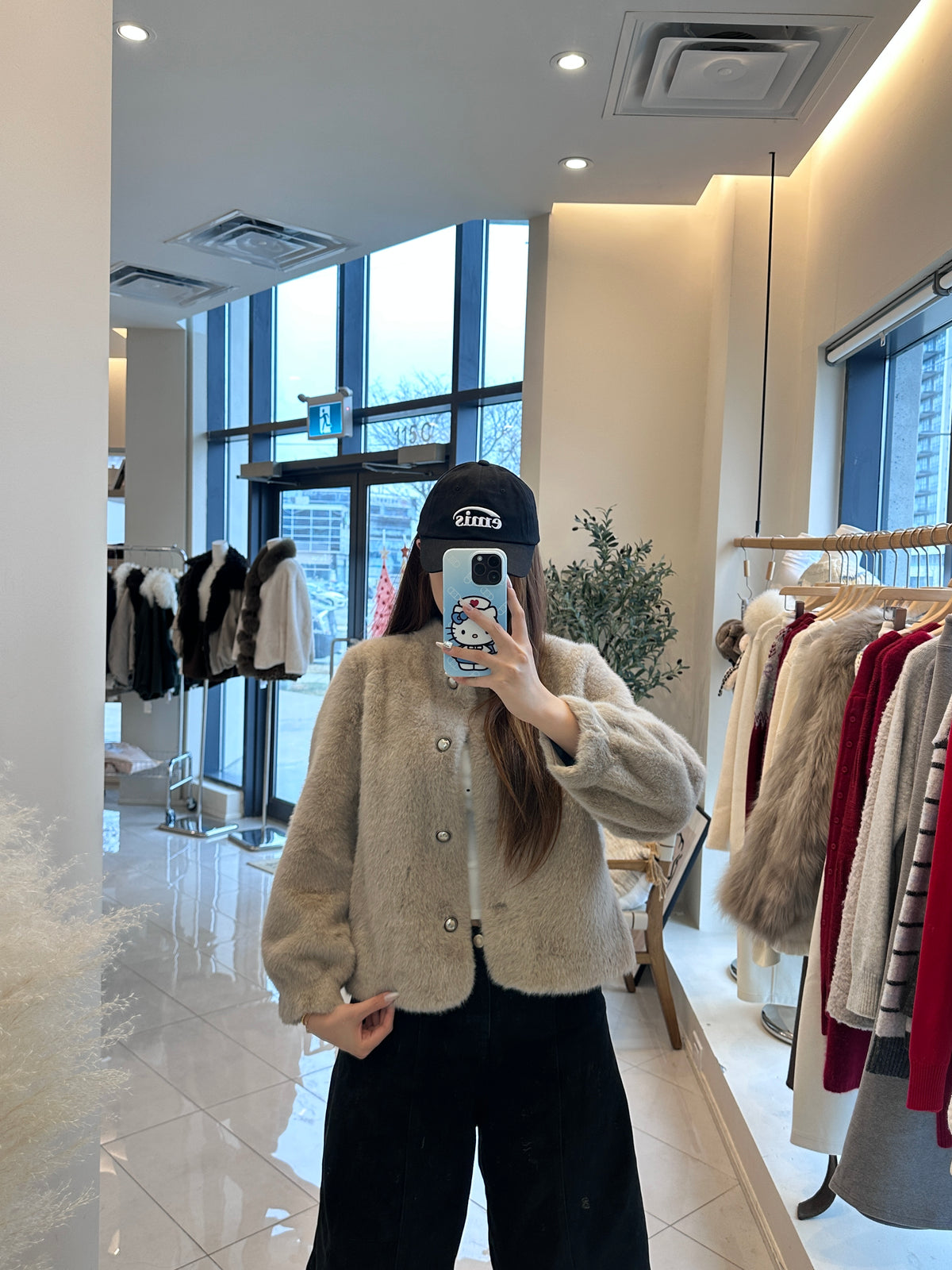 Short gold button eco-friendly fleece coat