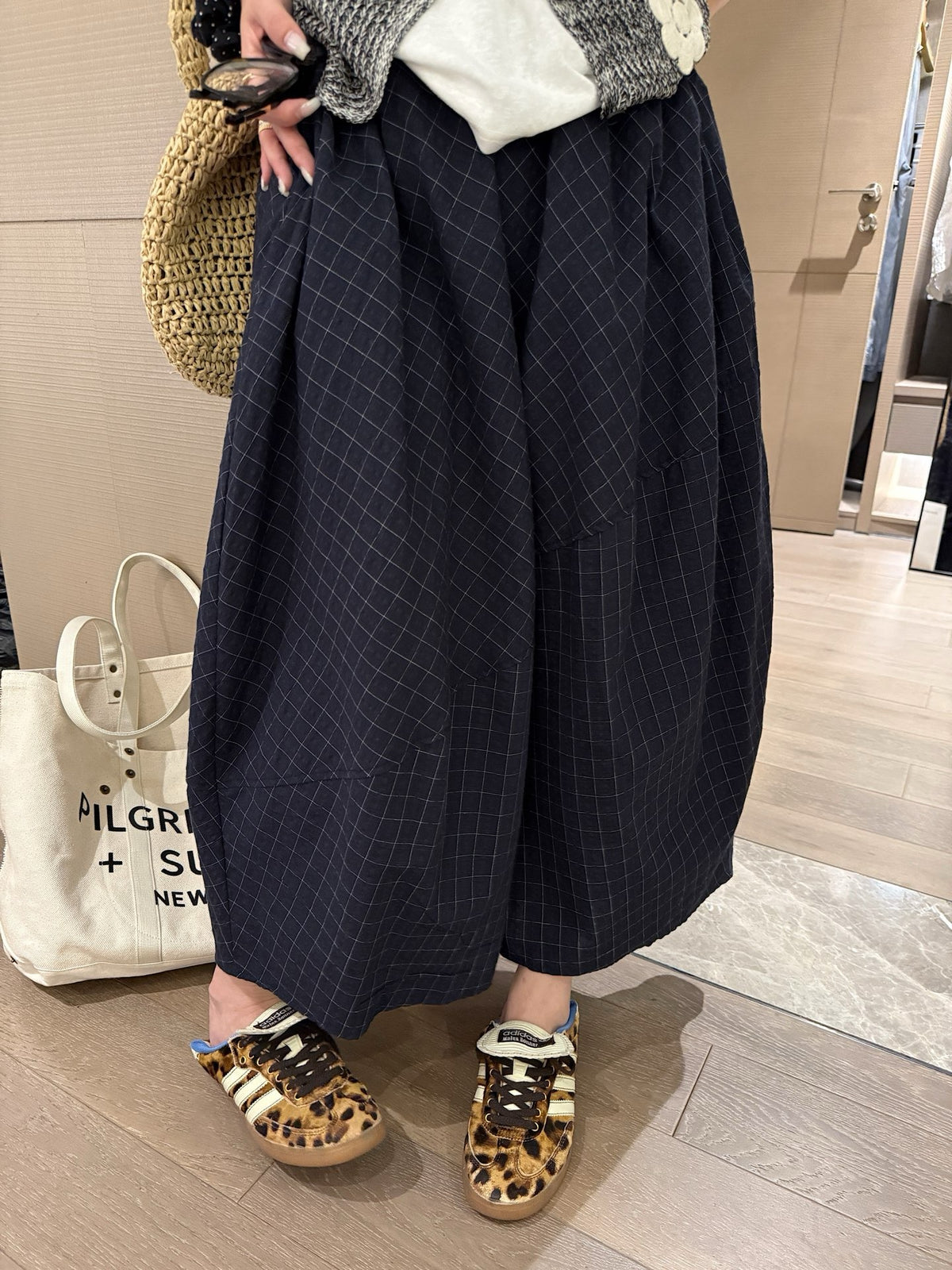 Plaid balloon skirt