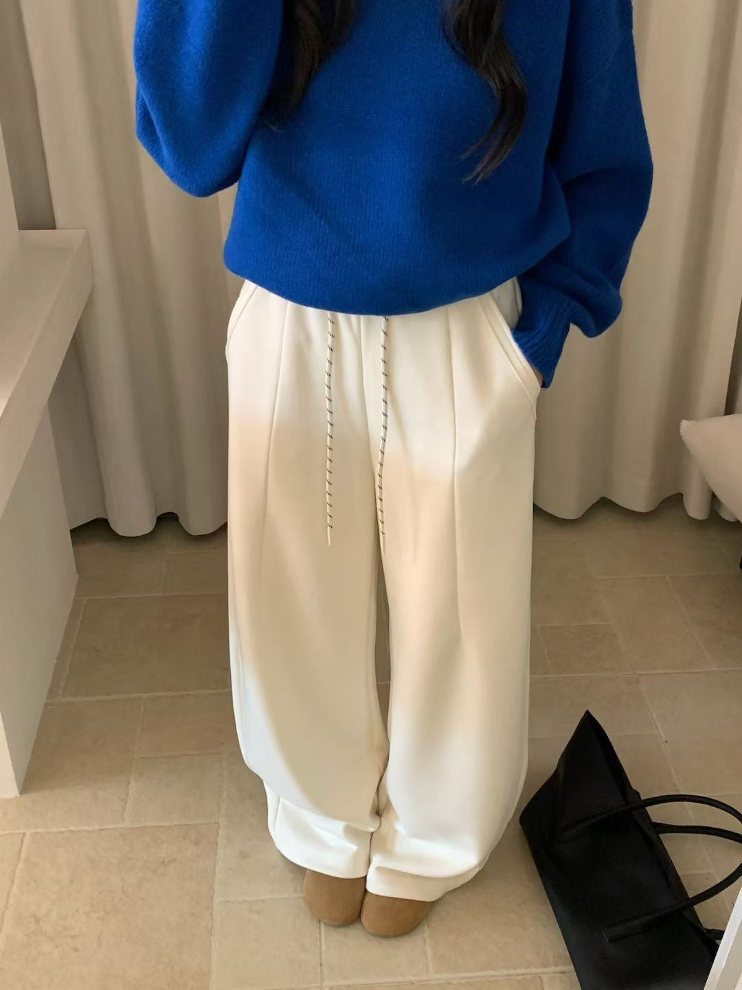 Stitched pocket wool blend machete pants