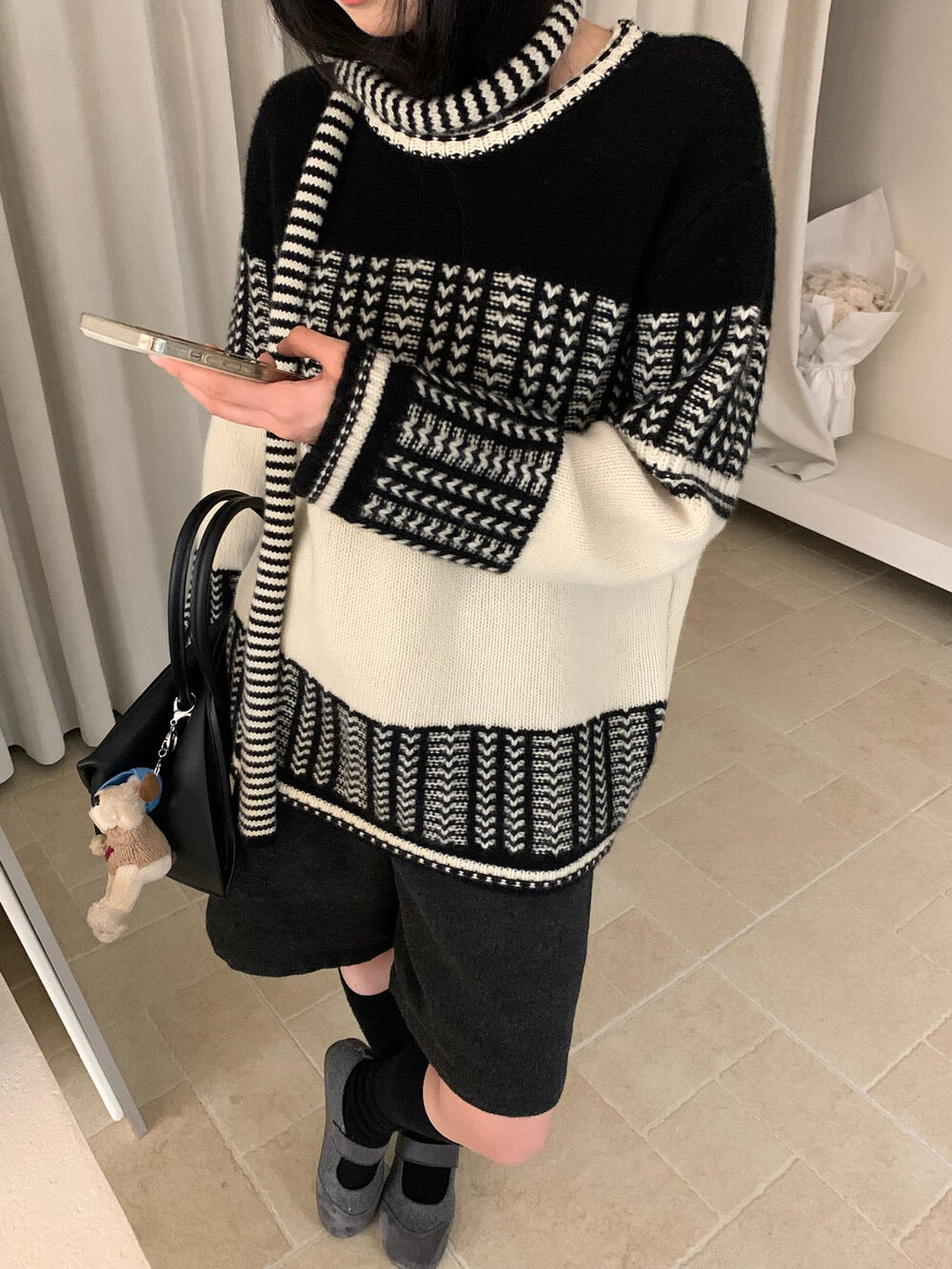 Vintage spliced color sweater