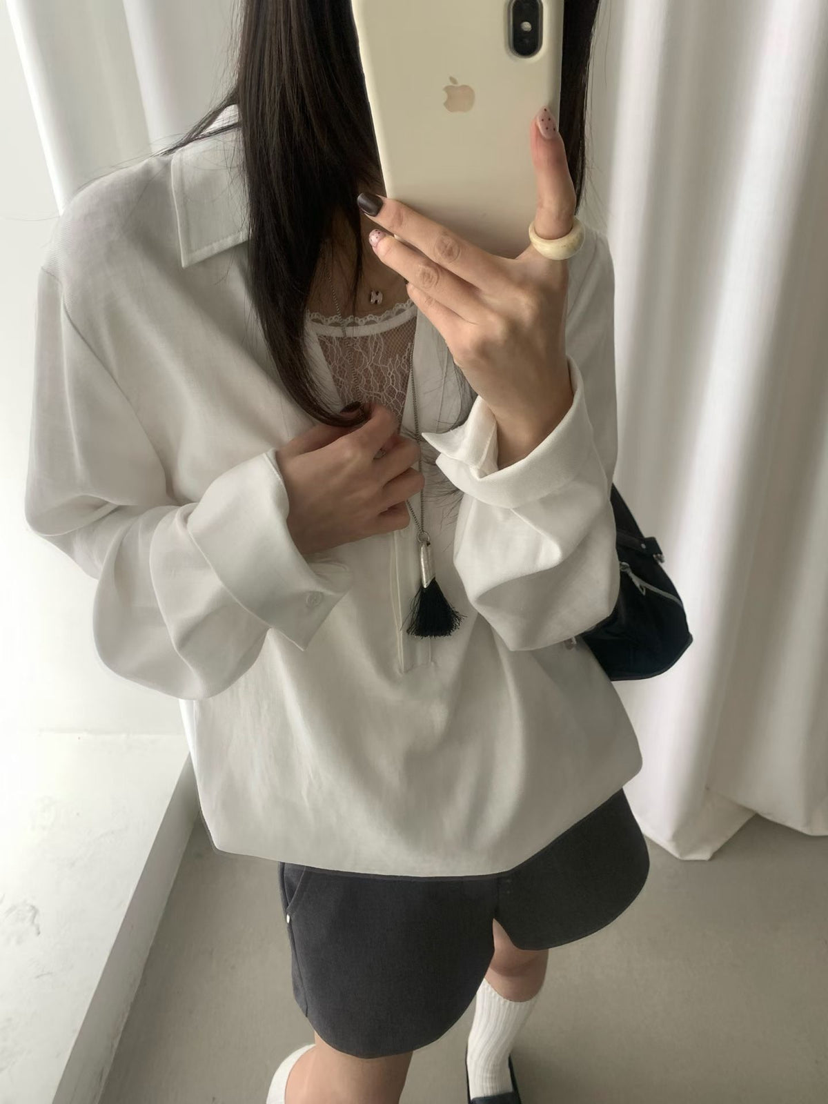 Lace V-neck shirt