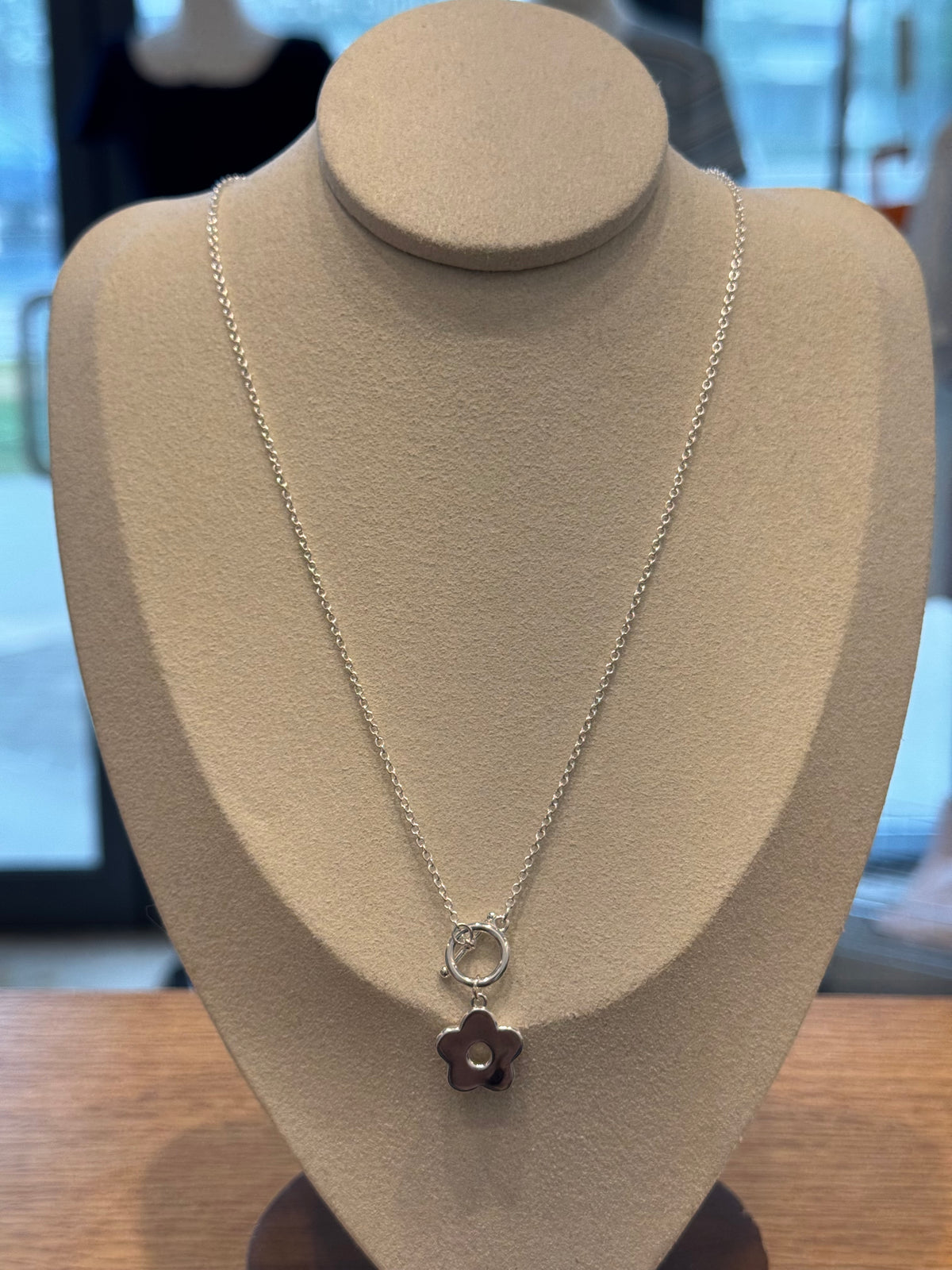Pure silver camellia necklace