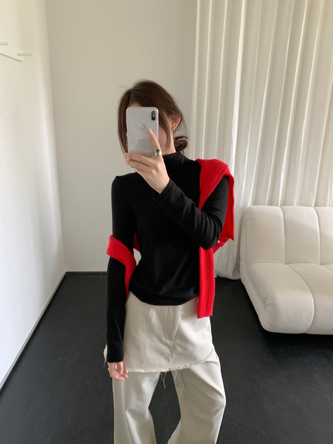 Half turtleneck solid color top