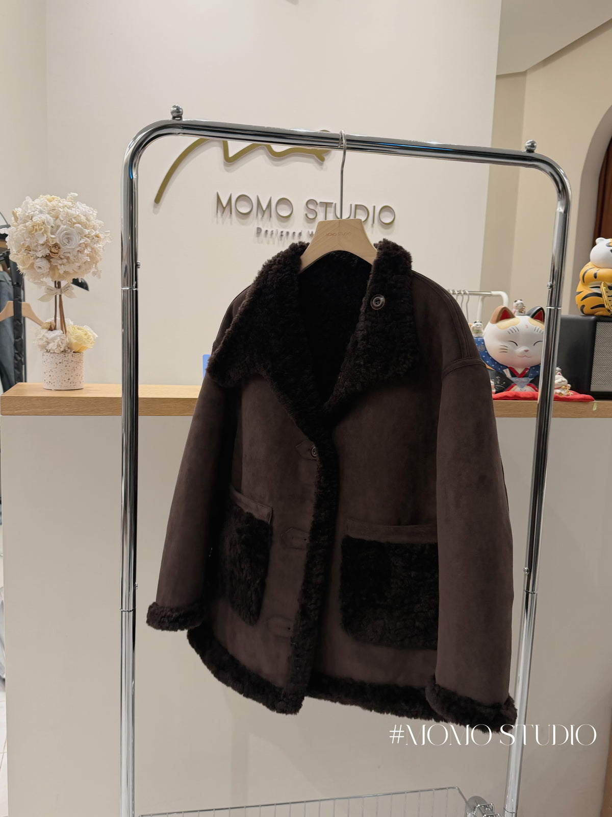 Double-sided fur-coated one-piece coat (mid-long)
