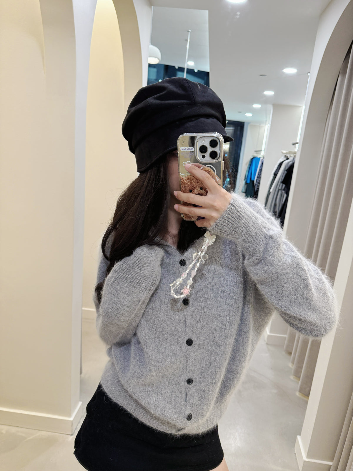 Cozy fuzzy button up knit hoodie sweater