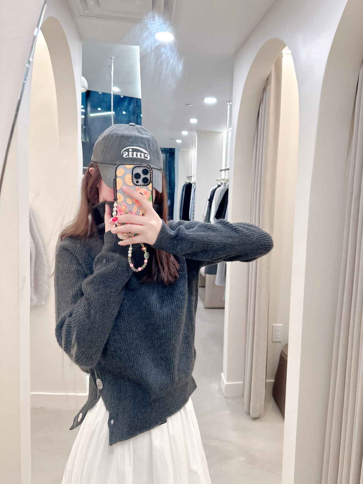 Soft Fold Collar Side Button Knit