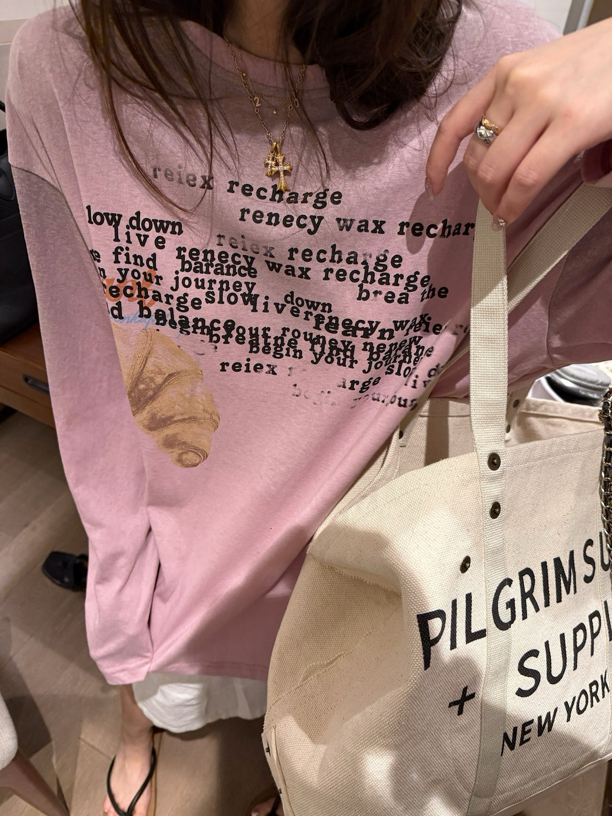 Croissant oversized letter T-Shirt
