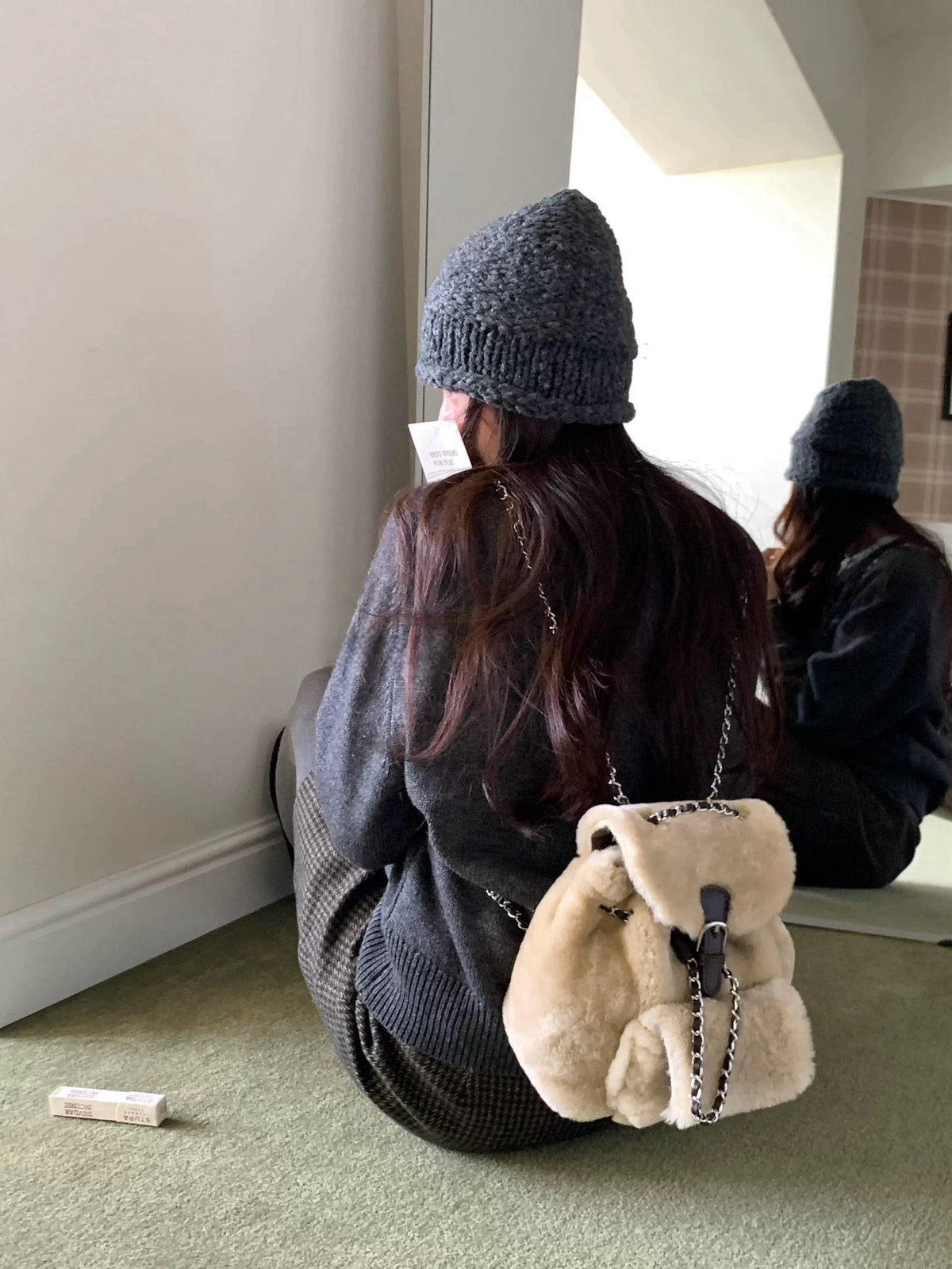 Wool backpack chain bag