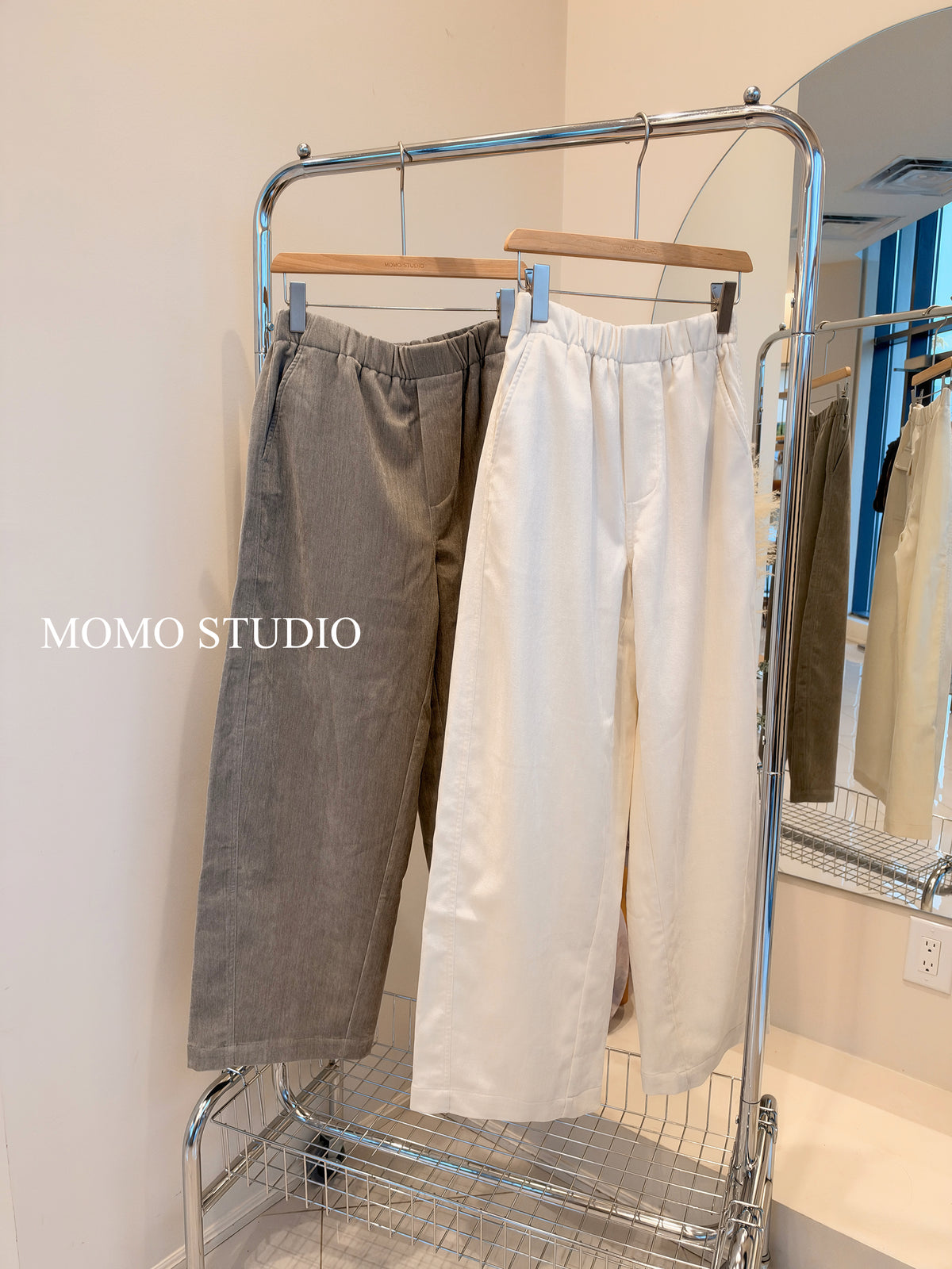 Velvet wide-leg trousers