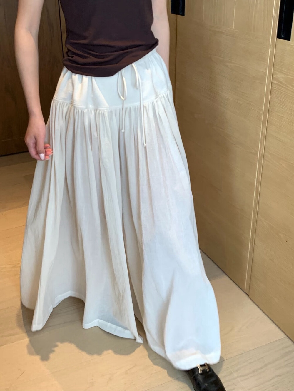 Wide leg pants with string