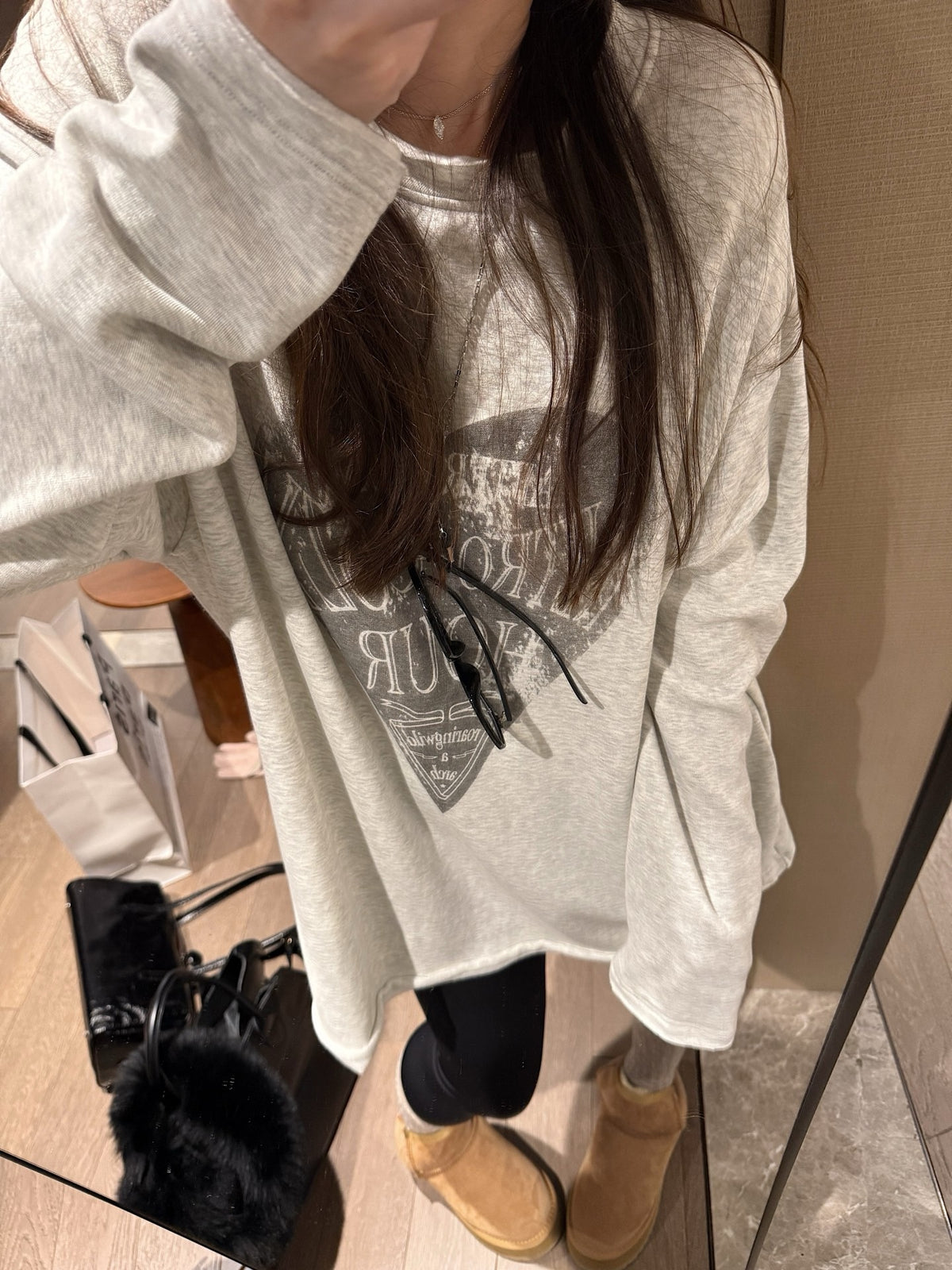 Fleece heart pattern shirt