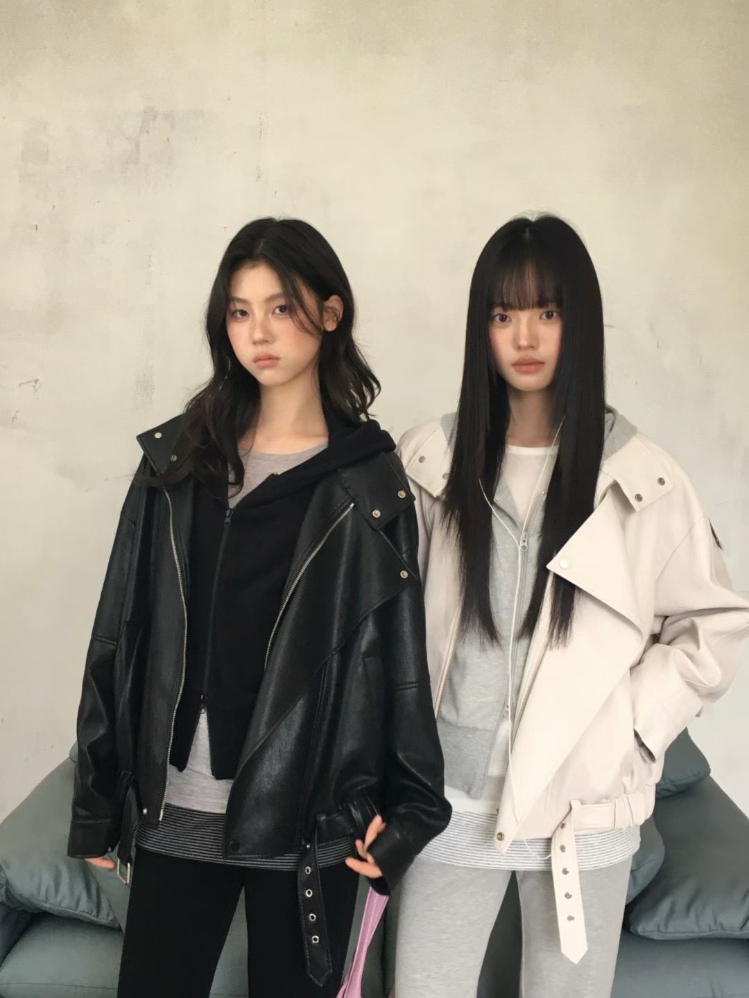 Double-breasted notched lapel eco-friendly leather jacket