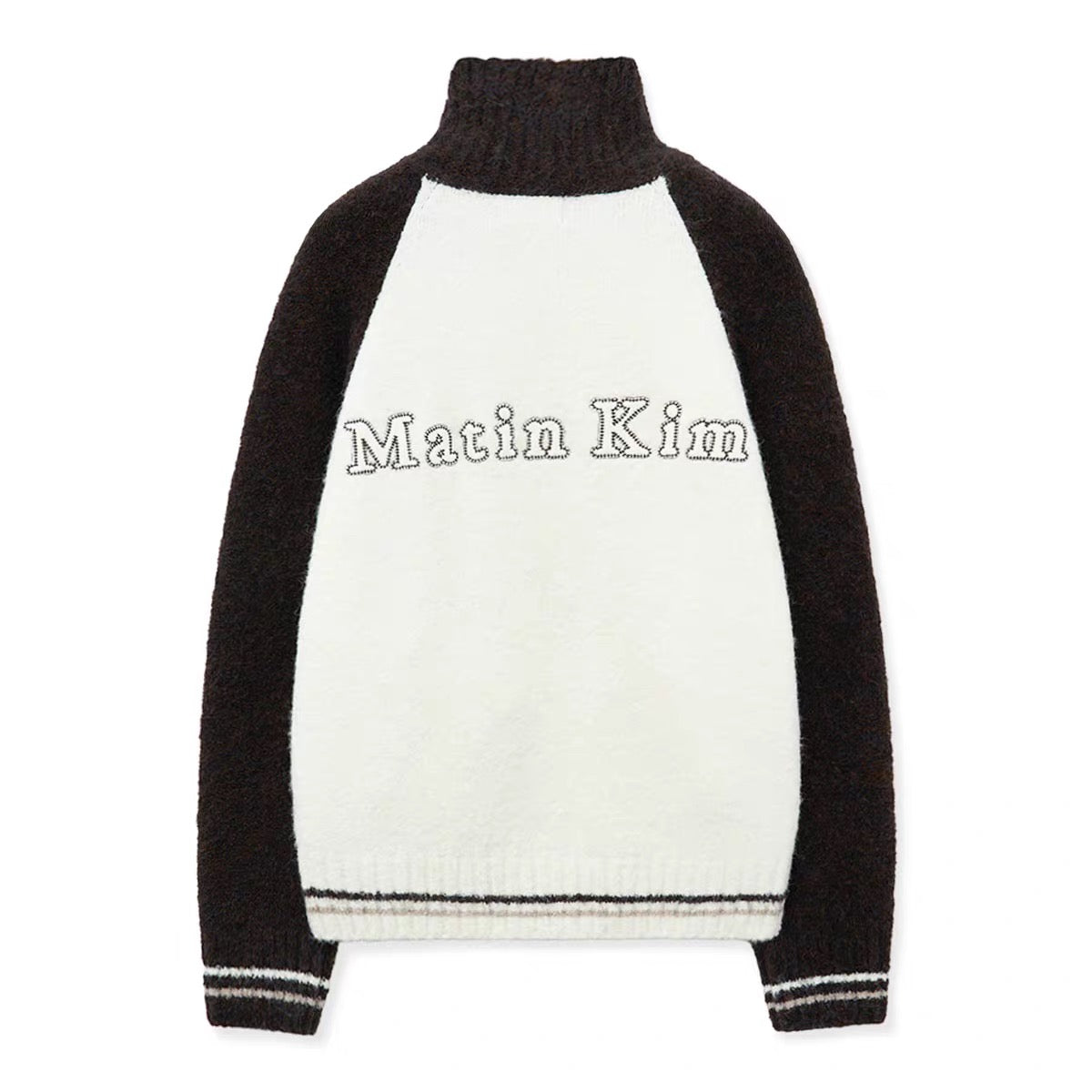 Matin Kim zip LOGO KNIT CARDIGAN