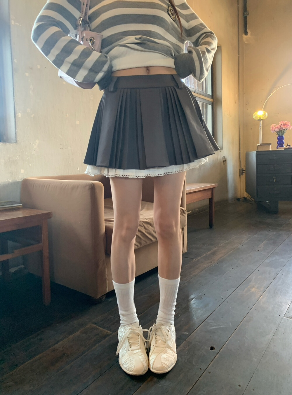 Pleated frilled skirt