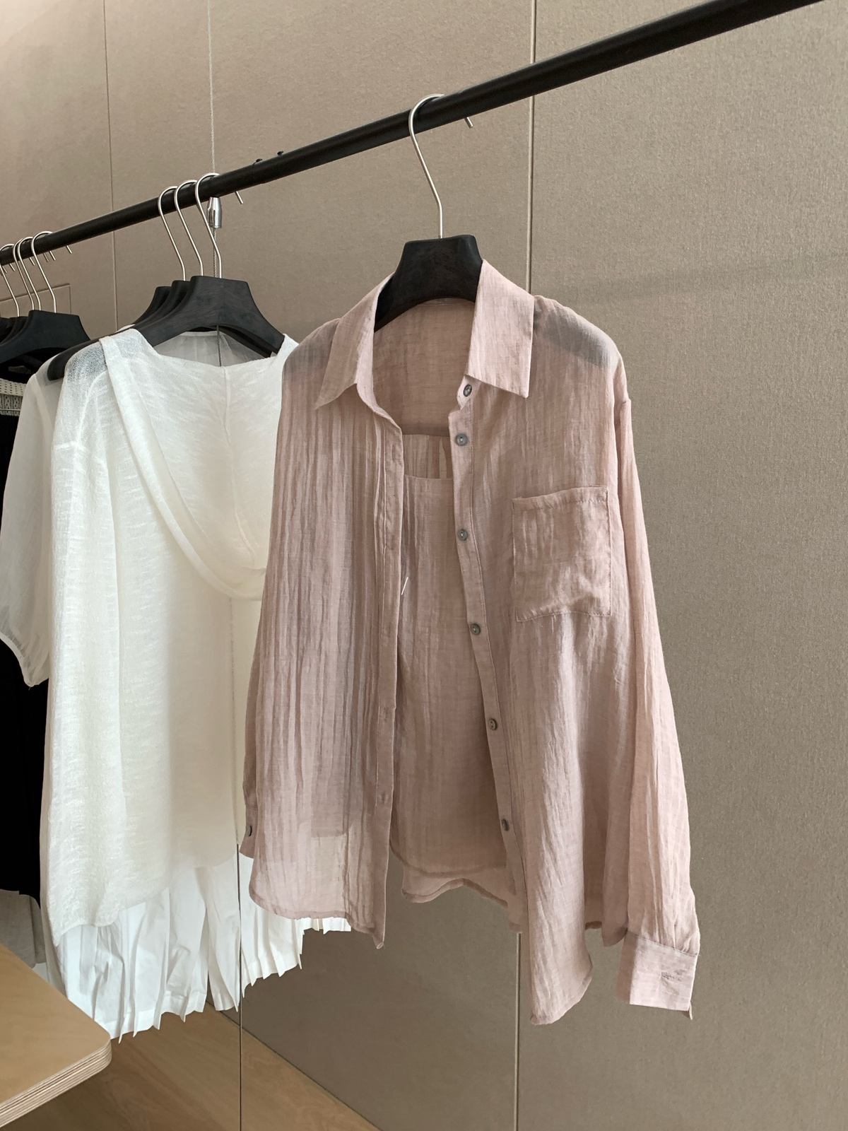 Textured tank and shirt set