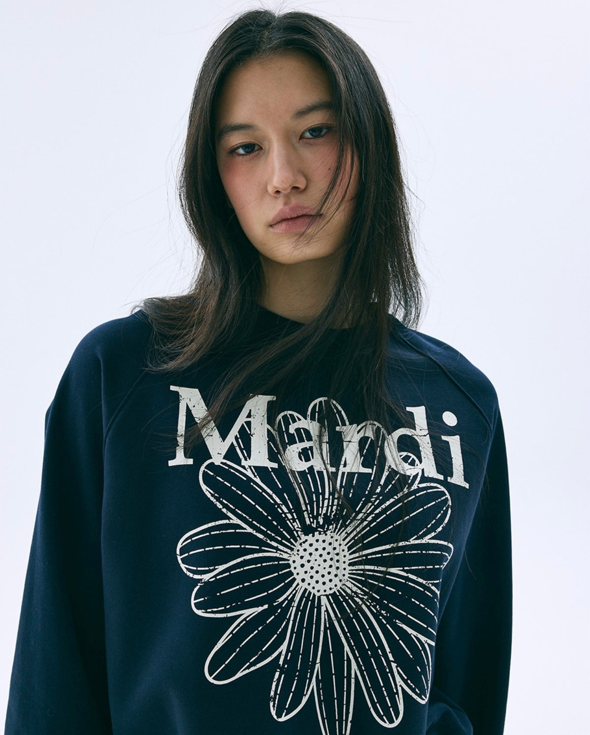 MARDI SWEATSHIRT RAGLAN FLOWERMARDI CRACKED_NAVY IVORY
