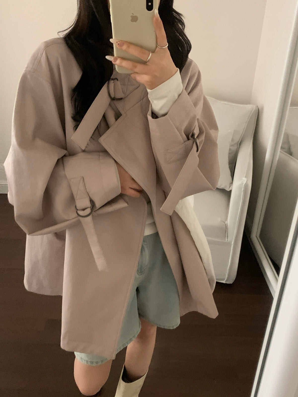 Faux leather buckle jacket