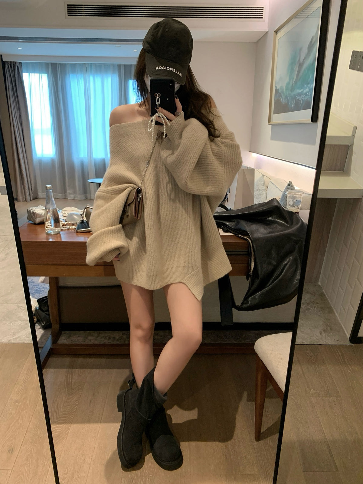 Irregular off shoulder sweater