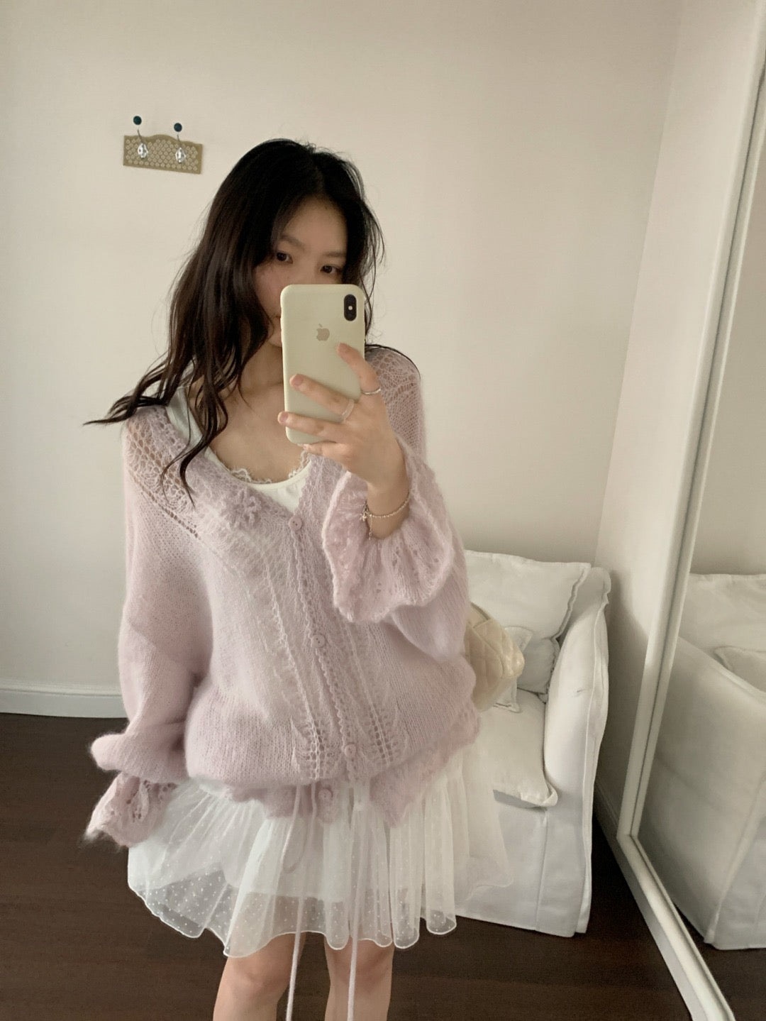 Hooked lace bottomed cardigan