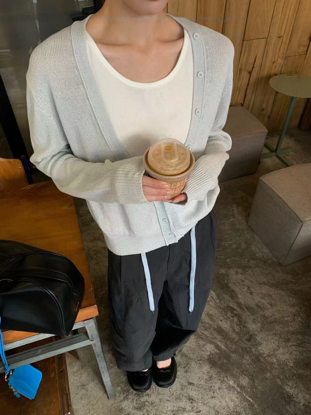 Button cardigan and vest 2-piec set