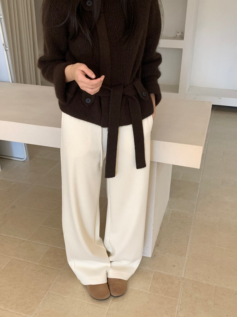 Fleece straight leg pants