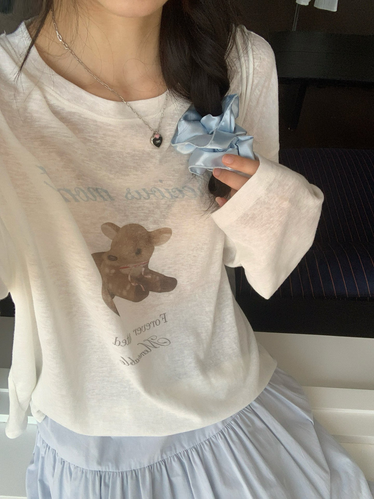 Deer print long sleeve T-shirt