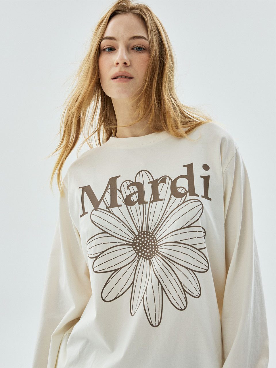 MARDI TSHIRT LONG SLEEVE FLOWERMARDI_CREAM TAUPE