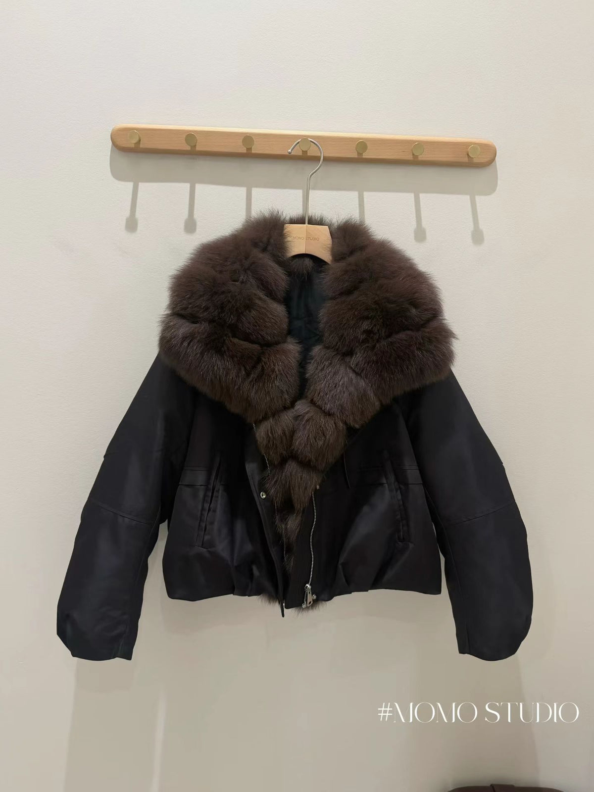 Fox fur collar goose down jacket