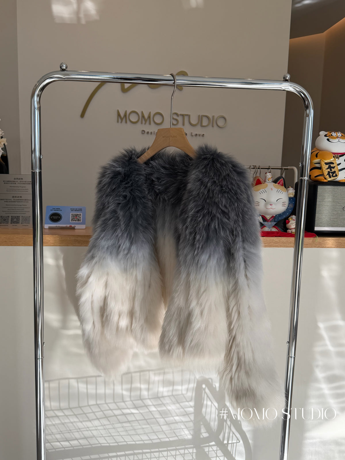 Gradient fox fur jacket