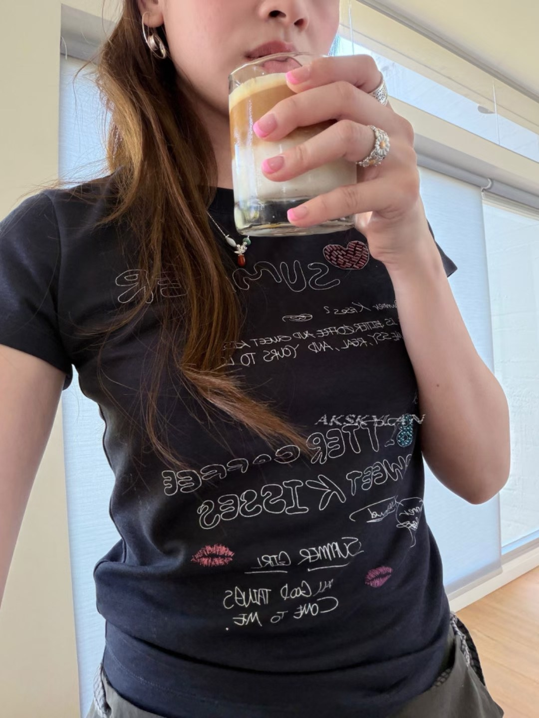 Griffiti beaded letter T-shirt