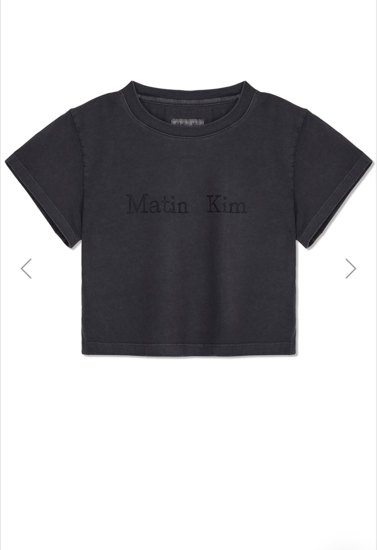 MATIN KIM PIGMENT LOGO CROP TOP IN DARK GREY